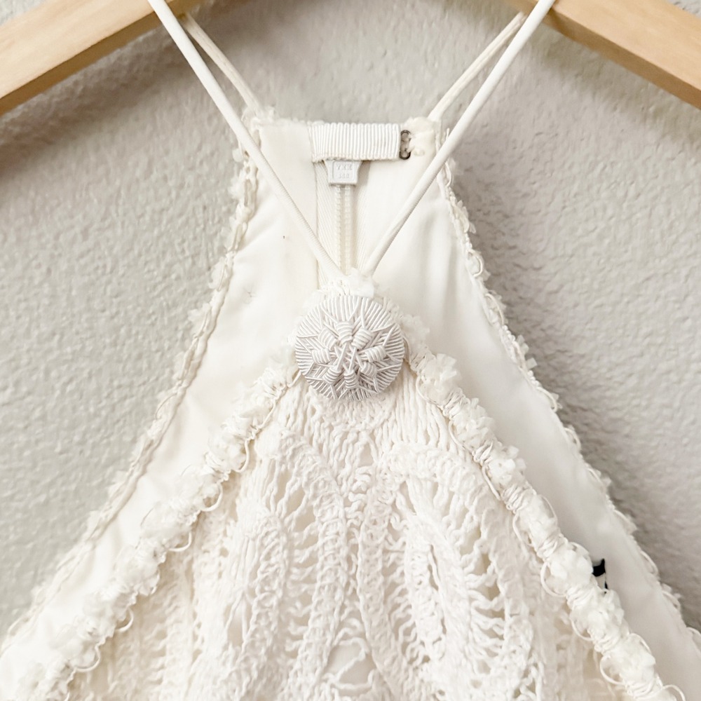 Alexis Yvonna White Lace Halter Midi Dress Tiered Eyelet Wedding Event Size S - Picture 3 of 10